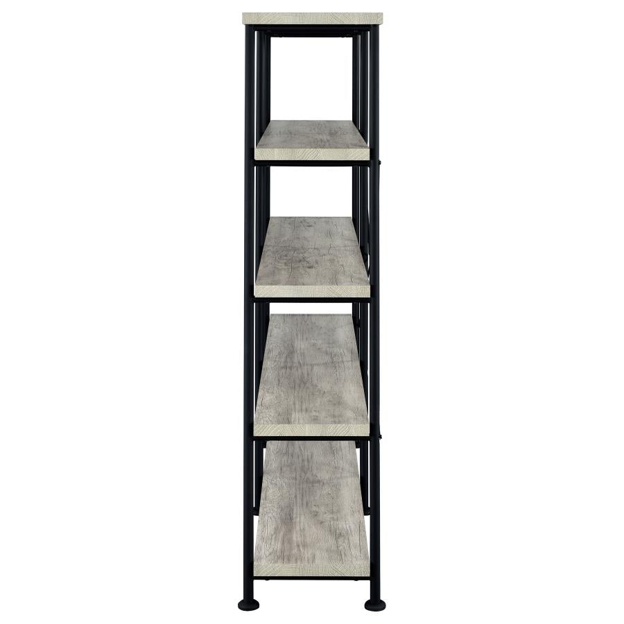 Analiese 63-inch 4-shelf Double Bookshelf Grey Driftwood - 801544