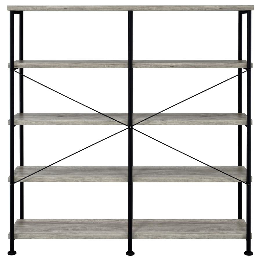 Analiese 63-inch 4-shelf Double Bookshelf Grey Driftwood - 801544