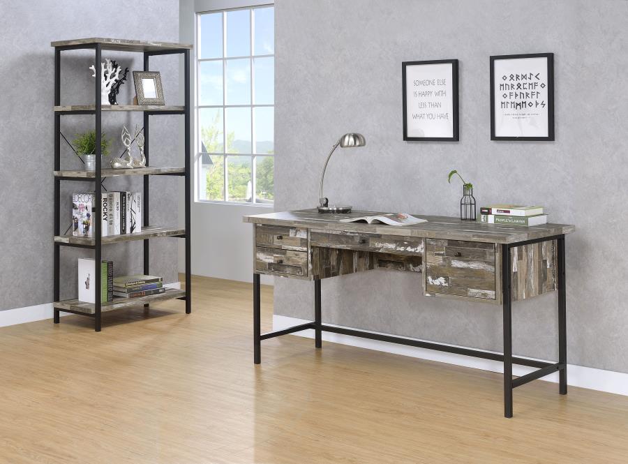 Kemper 59-inch 4-shelf Writing Desk Weathered Brown - 801551