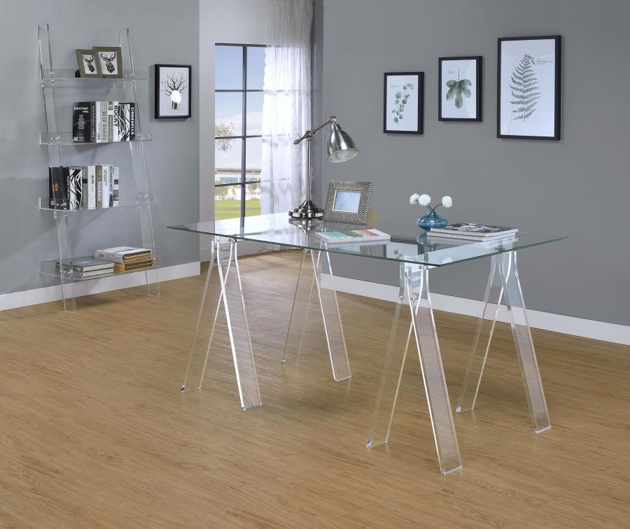 Amaturo 72-inch 4-shelf Acrylic Ladder Bookshelf Clear - 801553