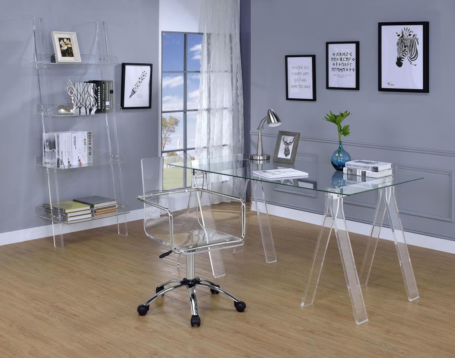 Amaturo 72-inch 4-shelf Acrylic Ladder Bookshelf Clear - 801553