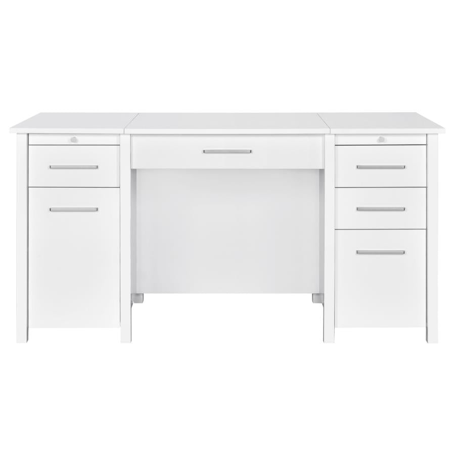 Dylan 60-inch 4-drawer Lift Top Office Desk White High Gloss - 801573