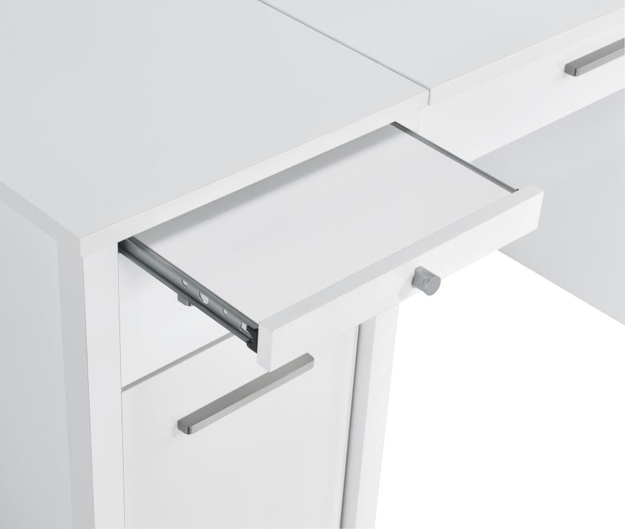 Dylan 60-inch 4-drawer Lift Top Office Desk White High Gloss - 801573