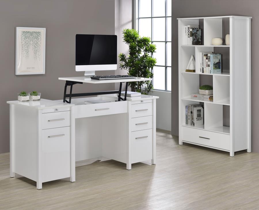 Dylan 68-inch 4-shelf Storage Bookshelf White High Gloss - 801574