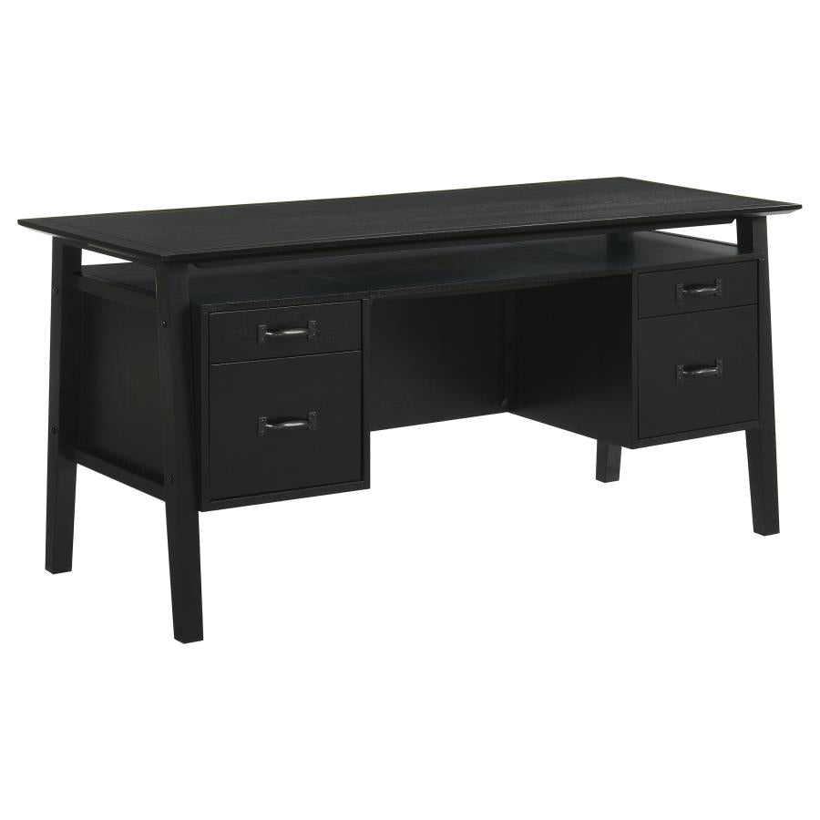 Goodson 64-inch 4-Drawer Double Pedestal Computer Desk Black - 801586