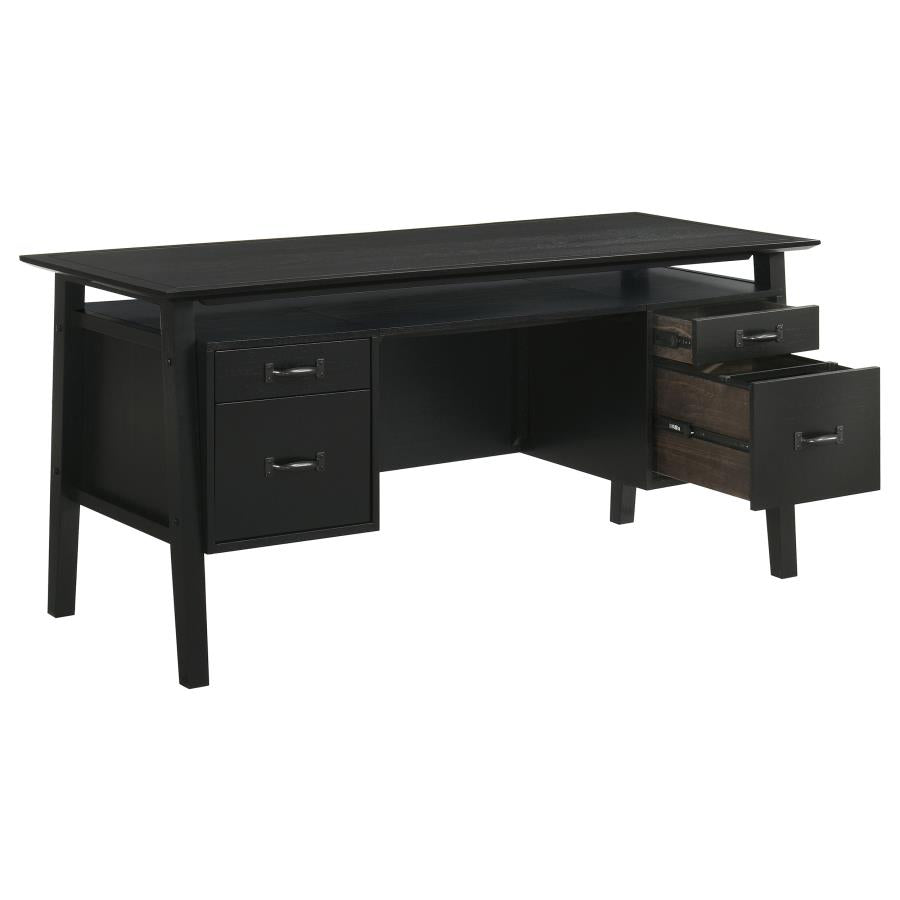 Goodson 64-inch 4-Drawer Double Pedestal Computer Desk Black - 801586