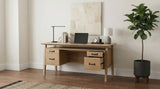 Goodson 64-inch 4-Drawer Double Pedestal Computer Desk Distressed Light Brown - 801587