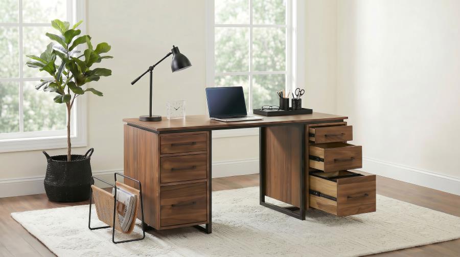 Berhalter 6-Drawer Double Pedestal File Computer Desk - 801596