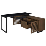 Maddox 60-inch L-Shape Office Computer Desk Black and Walnut - 801861