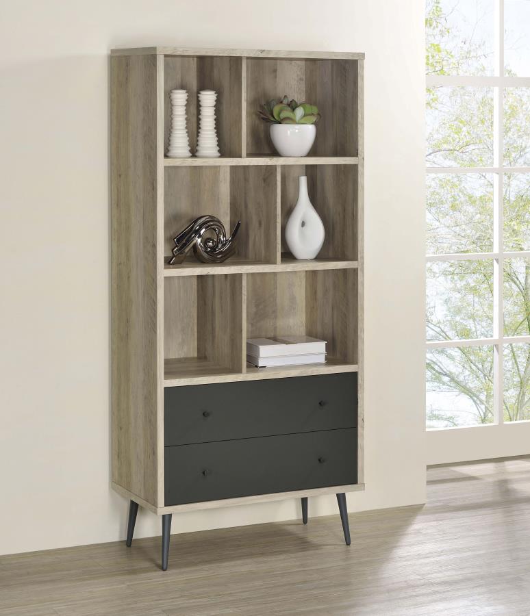 Maeve 70-inch 3-shelf Bookcase with Drawers Distressed Pine - 801923