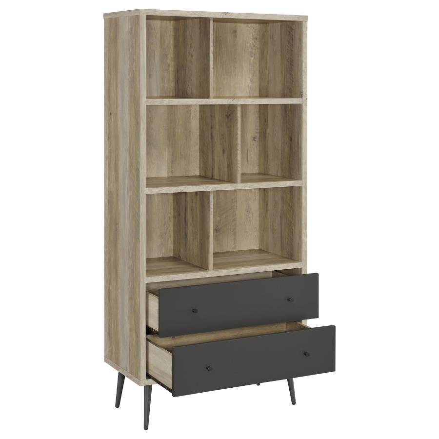 Maeve 70-inch 3-shelf Bookcase with Drawers Distressed Pine - 801923