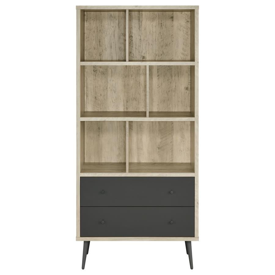 Maeve 70-inch 3-shelf Bookcase with Drawers Distressed Pine - 801923