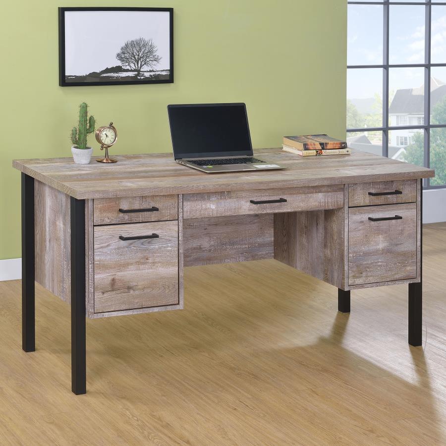 Samson 60-inch 4-drawer Office Computer Desk Weathered Oak - 801950