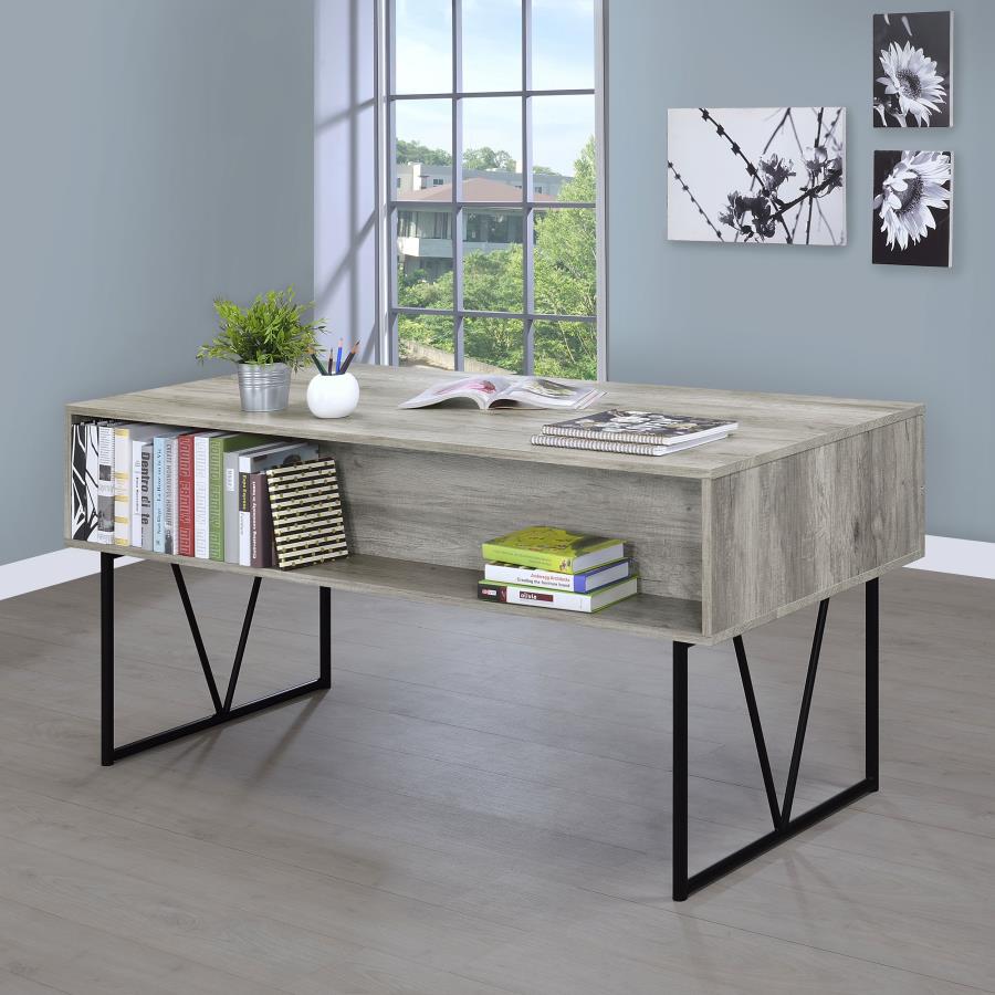 Analiese 63-inch 4-drawer Writing Desk Grey Driftwood - 801999