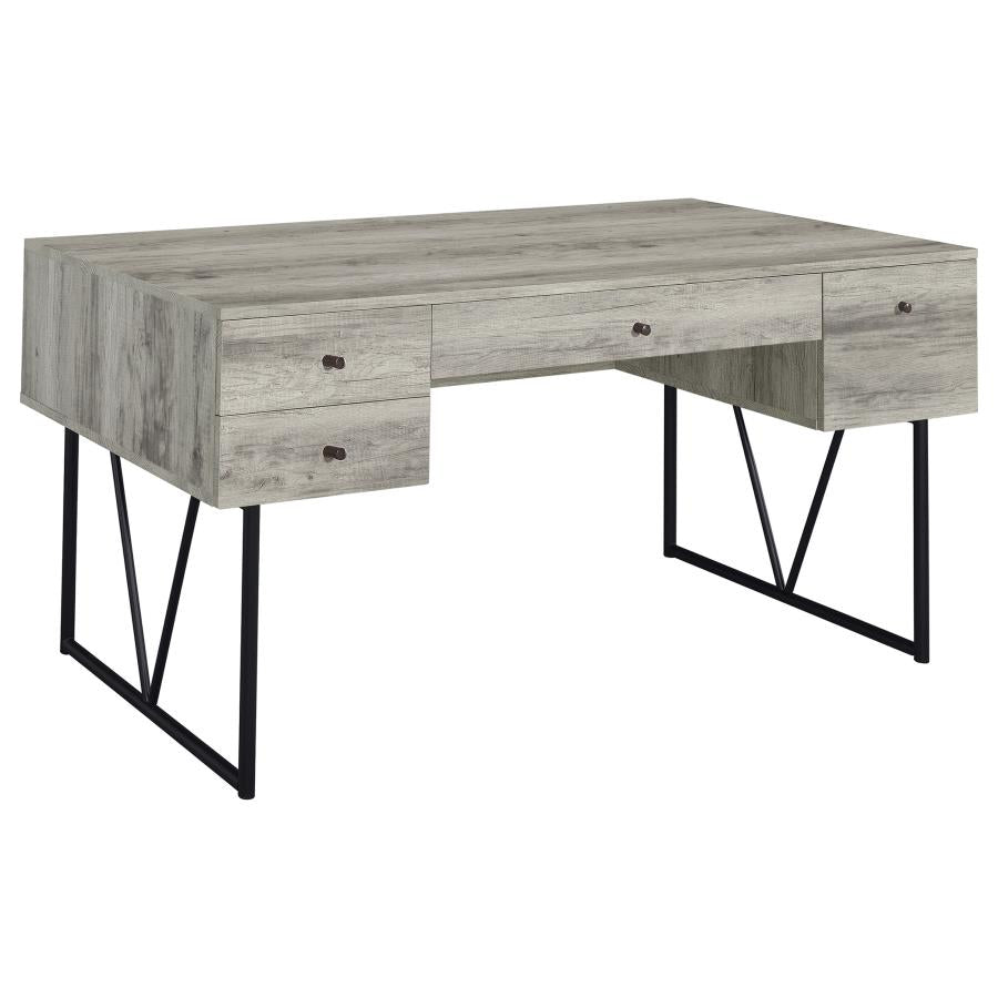 Analiese 63-inch 4-drawer Writing Desk Grey Driftwood - 801999
