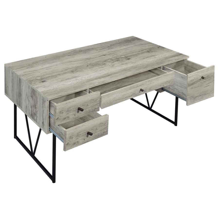 Analiese 63-inch 4-drawer Writing Desk Grey Driftwood - 801999