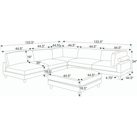 Modern Modular Sectional With Adjustable Back Support