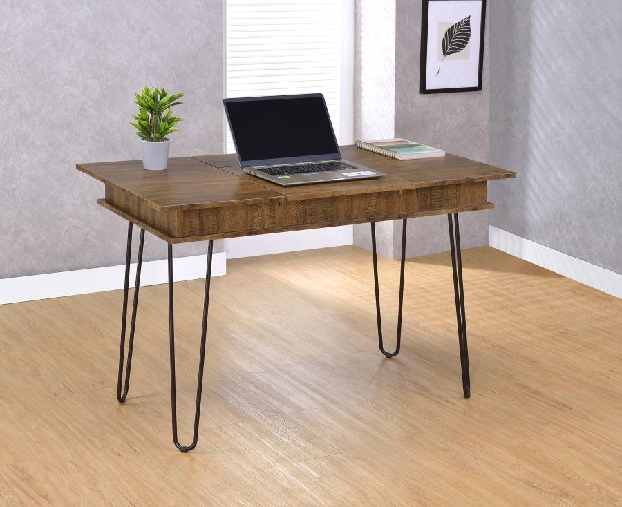 Sheeran 47-inch Writing Desk with Storage Rustic Amber - 802011