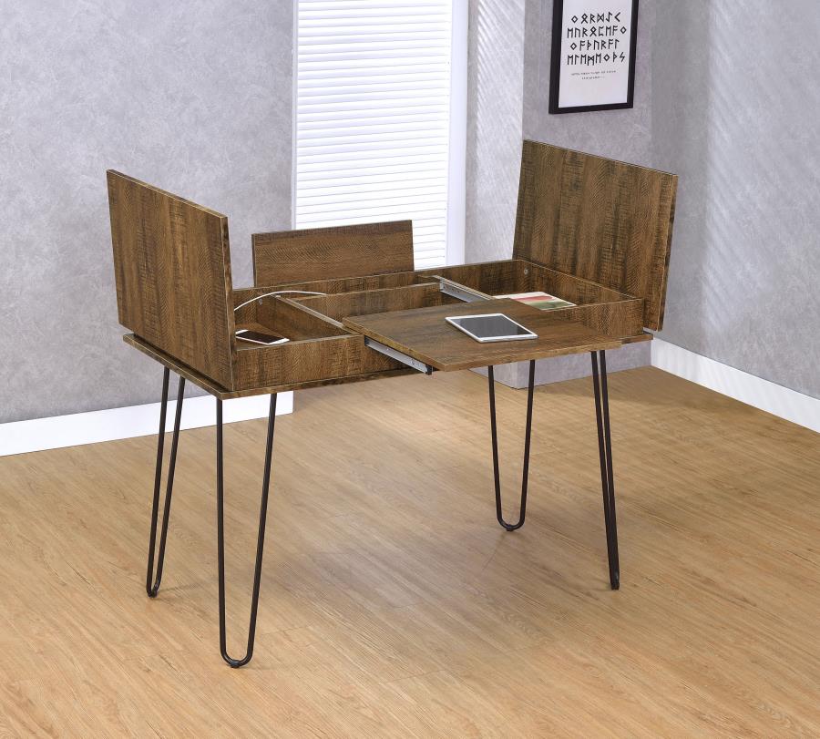 Sheeran 47-inch Writing Desk with Storage Rustic Amber - 802011
