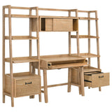 Fabian 4-piece Computer Desk and Bookshelf Set Distressed Light Brown - 802041-SET