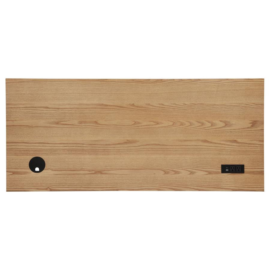 Vermes 55-inch 3-drawer Writing Desk with Power Outlet Light Ash - 802061