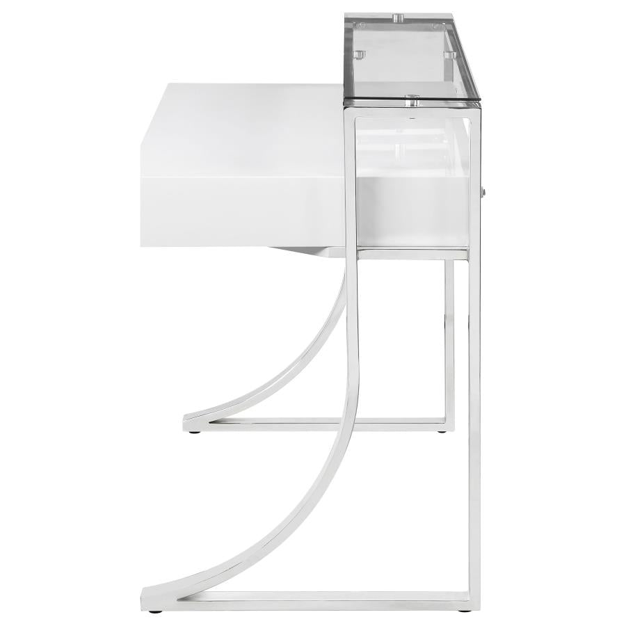 Gemma 48-inch 2-drawer Writing Desk White High Gloss - 802141