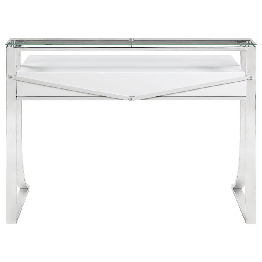 Gemma 48-inch 2-drawer Writing Desk White High Gloss - 802141
