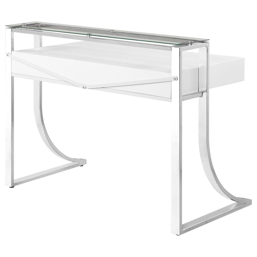 Gemma 48-inch 2-drawer Writing Desk White High Gloss - 802141