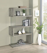 Emelle 63-inch 4-shelf Glass Panel Bookshelf Grey Driftwood - 802340