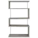 Emelle 63-inch 4-shelf Glass Panel Bookshelf Grey Driftwood - 802340