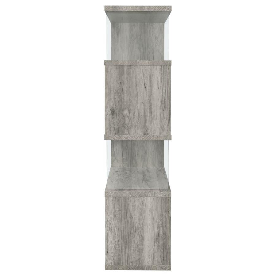 Emelle 63-inch 4-shelf Glass Panel Bookshelf Grey Driftwood - 802340