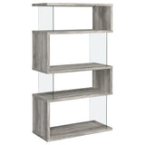 Emelle 63-inch 4-shelf Glass Panel Bookshelf Grey Driftwood - 802340