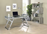 Emelle 63-inch 4-shelf Glass Panel Bookshelf Grey Driftwood - 802340