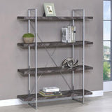 Grimma 63-inch 4-shelf Bookshelf Rustic Grey and Chrome - 802613