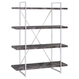 Grimma 63-inch 4-shelf Bookshelf Rustic Grey and Chrome - 802613