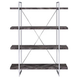 Grimma 63-inch 4-shelf Bookshelf Rustic Grey and Chrome - 802613