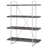 Grimma 63-inch 4-shelf Bookshelf Rustic Grey and Chrome - 802613