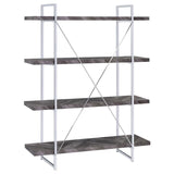 Grimma 63-inch 4-shelf Bookshelf Rustic Grey and Chrome - 802613