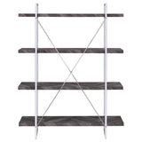 Grimma 63-inch 4-shelf Bookshelf Rustic Grey and Chrome - 802613