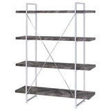 Grimma 63-inch 4-shelf Bookshelf Rustic Grey and Chrome - 802613