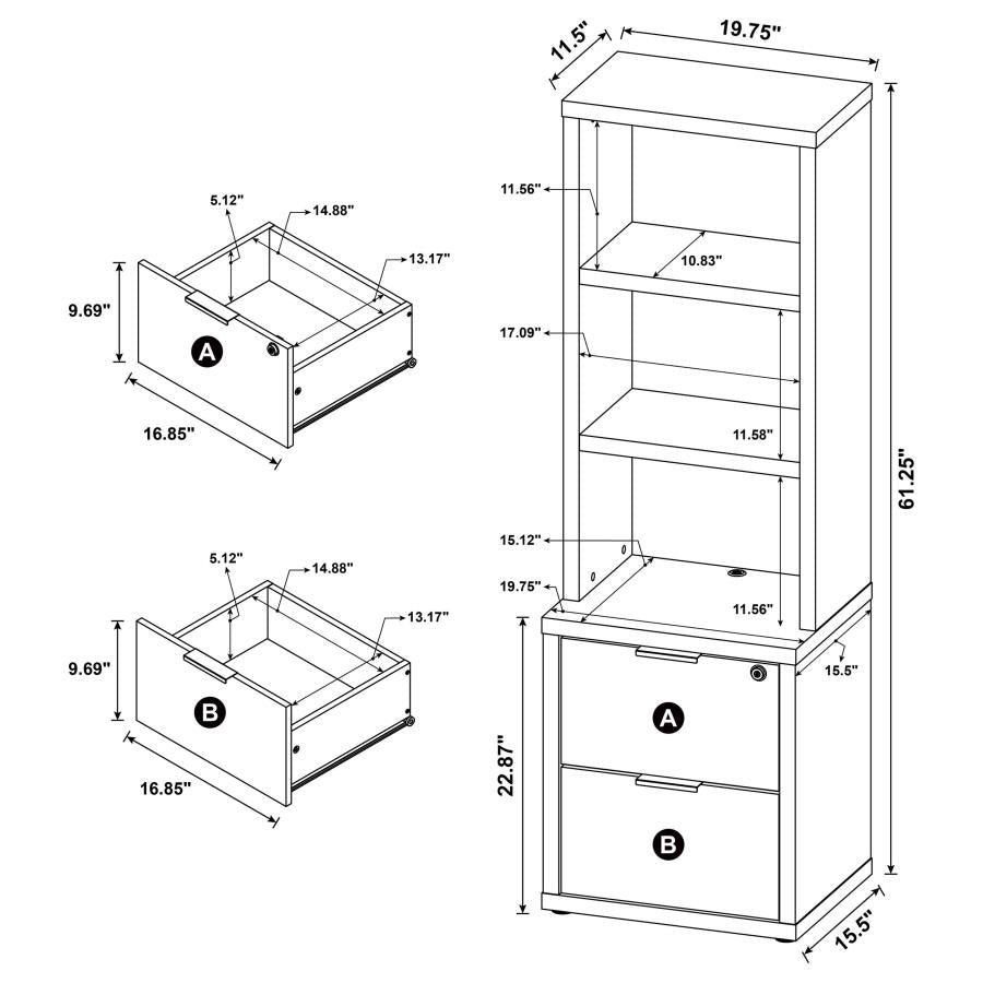 Westpark 3-piece Wall Unit Bookcase Set with USB Mango - 802693-S3