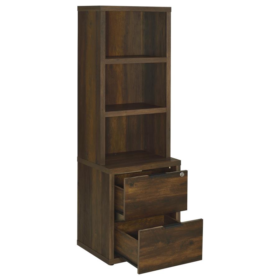 Westpark 3-shelf Bookcase USB and Lockable Drawer Dark Pine - 802713