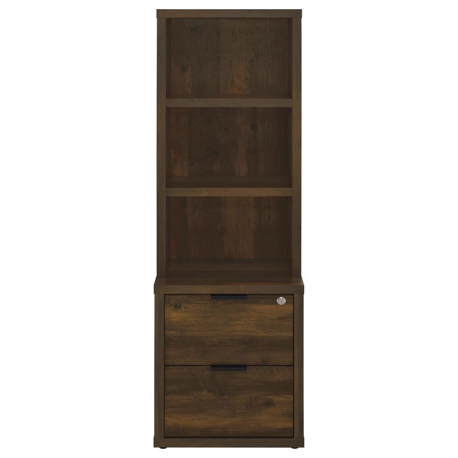 Westpark 3-shelf Bookcase USB and Lockable Drawer Dark Pine - 802713