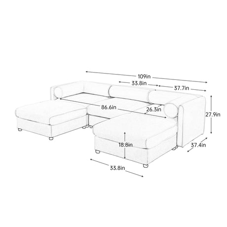 Contemporary Elegant Sofa With Storage And Ottoman