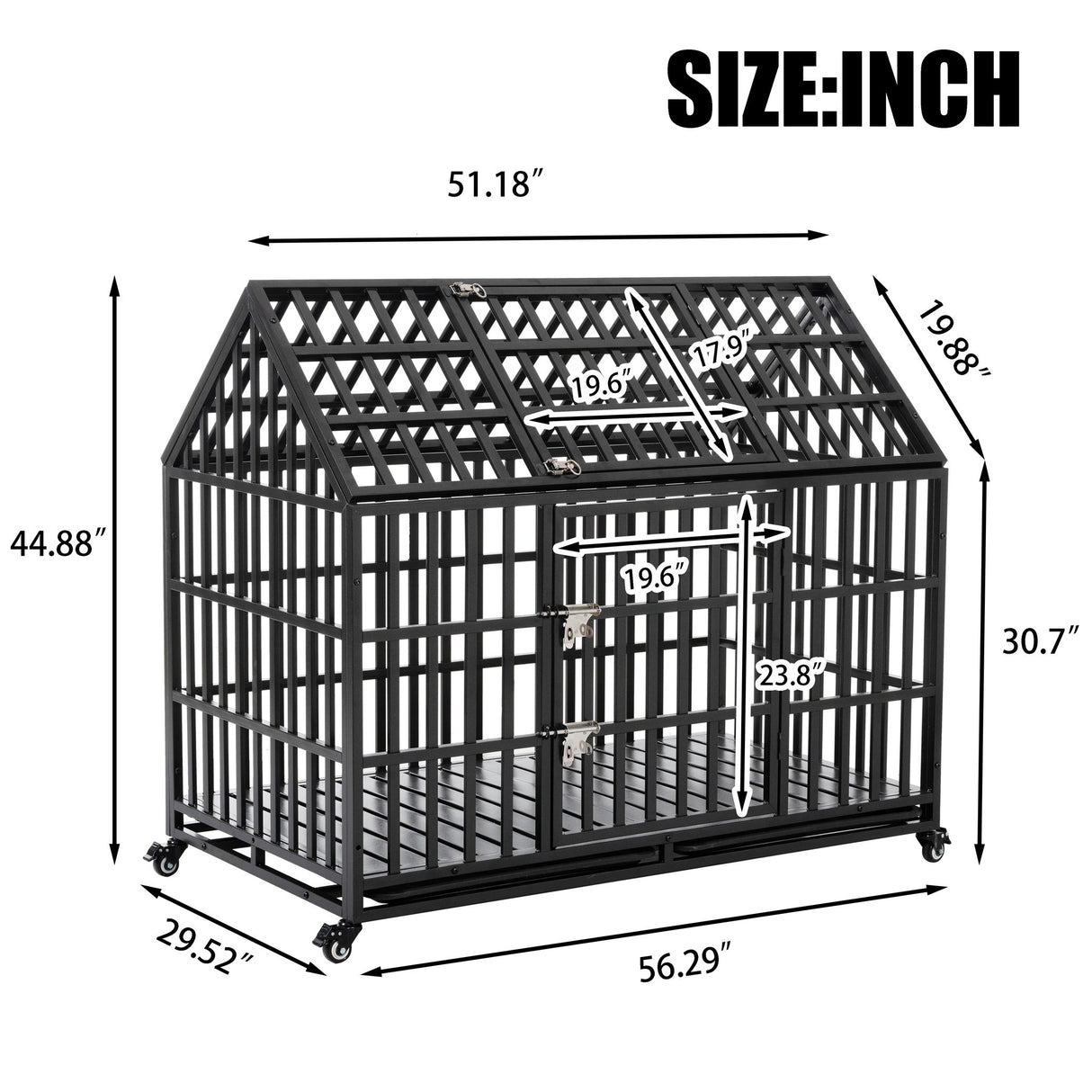 Heavy Duty Dog Crate Lockable Wheels