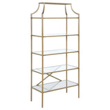 Serena 70-inch 5-shelf Glass Bookshelf Gold - 804393