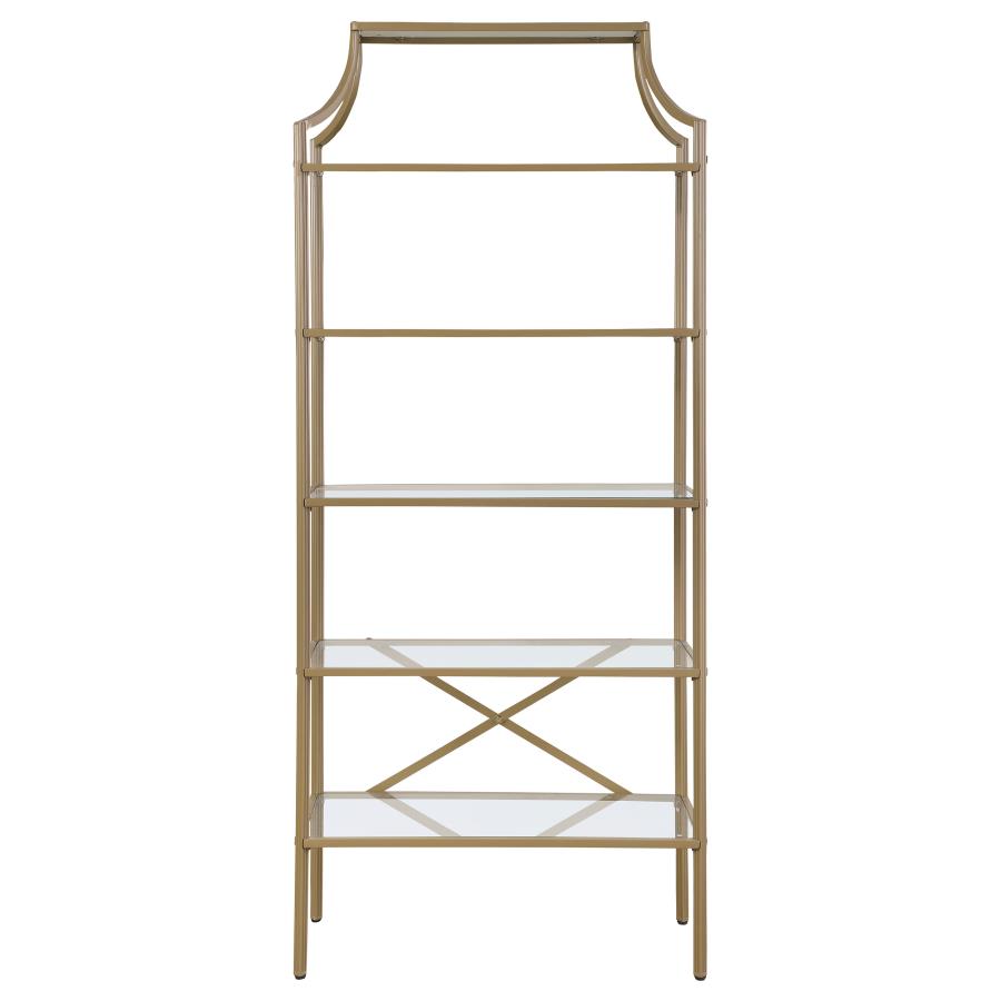 Serena 70-inch 5-shelf Glass Bookshelf Gold - 804393