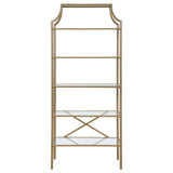 Serena 70-inch 5-shelf Glass Bookshelf Gold - 804393