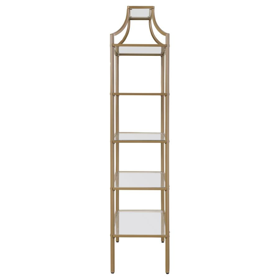 Serena 70-inch 5-shelf Glass Bookshelf Gold - 804393