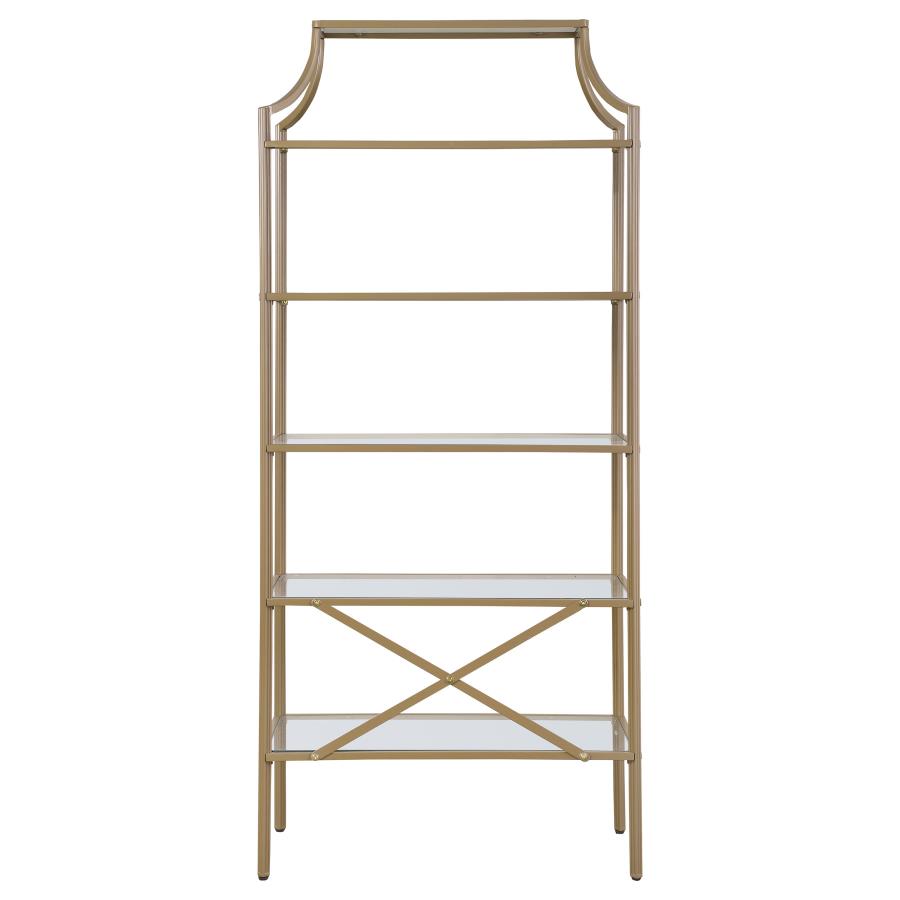 Serena 70-inch 5-shelf Glass Bookshelf Gold - 804393
